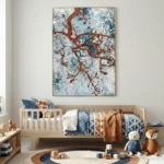 Indigo Copper Roots Organic branching tree painting Textured  wall art - Image 4