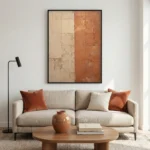 Ivory Clay Divide Minimalist cream terracotta blocks abstract wall art - Image 4