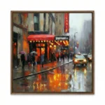 Luminous Cityscape Red awning blurred city lights Color art wall decor - Image 4