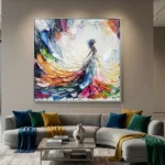 Luminous Impasto Heavy textured colorful figure painting abstract wall art - Image 2