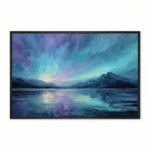 Majestic Lake Nocturne Textured brushstrokes of mountains and lake abstract art wall decor - Image 5