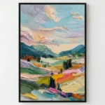 Morning Light Impasto landscape pinks and greens abstract wall decor