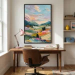 Morning Light Impasto landscape pinks and greens abstract wall decor - Image 2