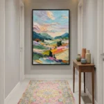 Morning Light Impasto landscape pinks and greens abstract wall decor - Image 4