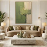 Moss & Gold Geometry Textured geometric green and gold Abstract wall art - Image 2