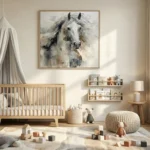 Neutral Expression Greyscale horse, flowing brushstrokes Textured wall decor - Image 2