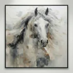 Neutral Expression Greyscale horse, flowing brushstrokes Textured wall decor - Image 5