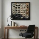 Neutral Stone Raised stones thick paint texture Abstract wall art - Image 3