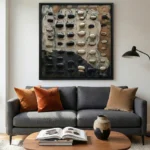 Neutral Stone Raised stones thick paint texture Abstract wall art - Image 4