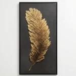 Noir Aurelia Embossed golden feather relief Abstract wall art
