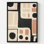 Obsidian Ochre Bold black and terracotta shapes Minimal art wall decor