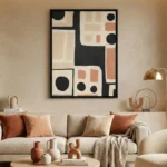 Obsidian Ochre Bold black and terracotta shapes Minimal art wall decor - Image 7