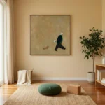 Ochre Companions Textured painting of walker and dog Textured wall decor - Image 7