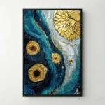 Opulent Sapphire Flow Thick impasto with metallic accents abstract art wall decor