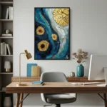Opulent Sapphire Flow Thick impasto with metallic accents abstract art wall decor - Image 4