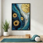 Opulent Sapphire Flow Thick impasto with metallic accents abstract art wall decor - Image 6