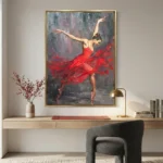 Passionate Dance – Textured Red Ballerina Textured Art - Image 5