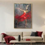 Passionate Dance – Textured Red Ballerina Textured Art - Image 3