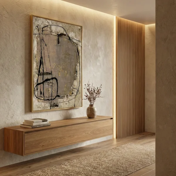 Patina Line Art Aged textures with black and gold lines Wabi Sabi wall decor