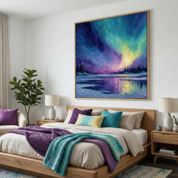 Polar Light Vibrant blue and yellow landscape Color wall art
