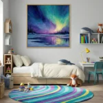 Polar Light Vibrant blue and yellow landscape Color wall art - Image 3